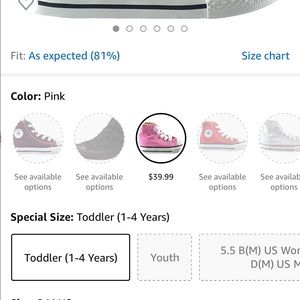 Toddler pink lace up Converse size 3